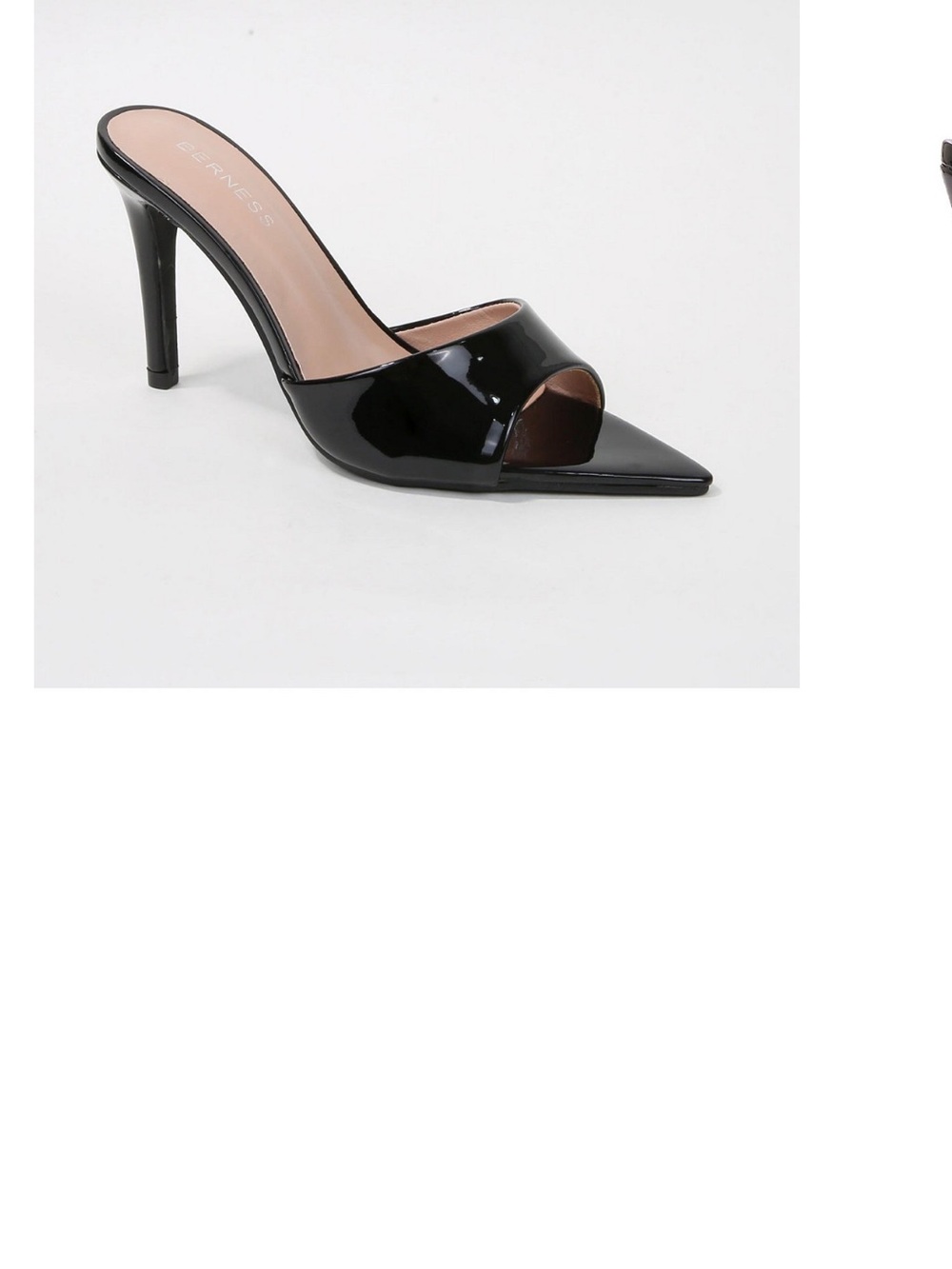 Berness Black Patent Pointed Mule Heels